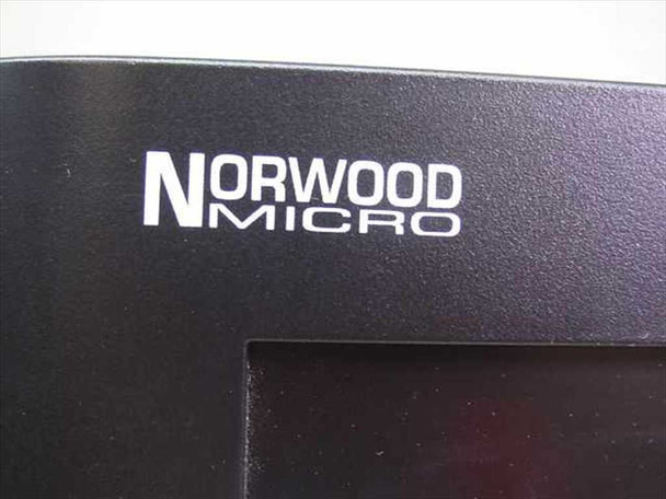 Close-up of Norwood Micro logo on the upper-left bezel of the M15EMA LCD monitor