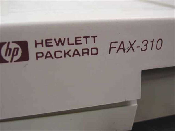 HP Hewlett Packard FAX-310 model name label on side of unit showing branding and model designation