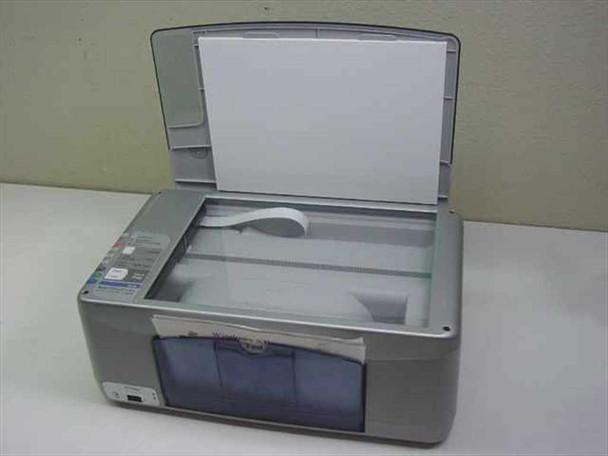 HP PSC 1315xi with scanner lid open revealing flatbed glass platen