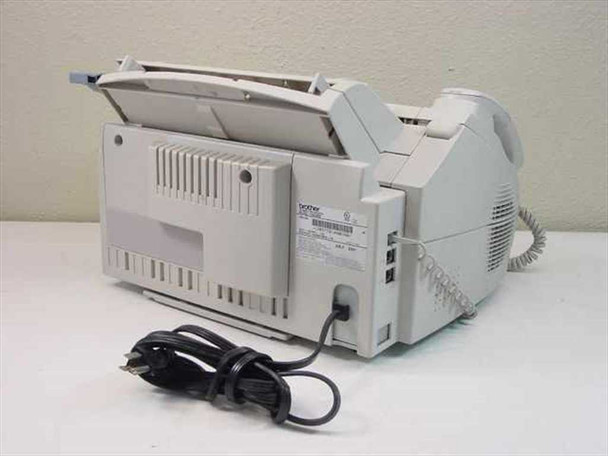 Brother FAX2800 IntelliFAX 2800 – rear view with document feeder lid open, rating label, and power cord visible