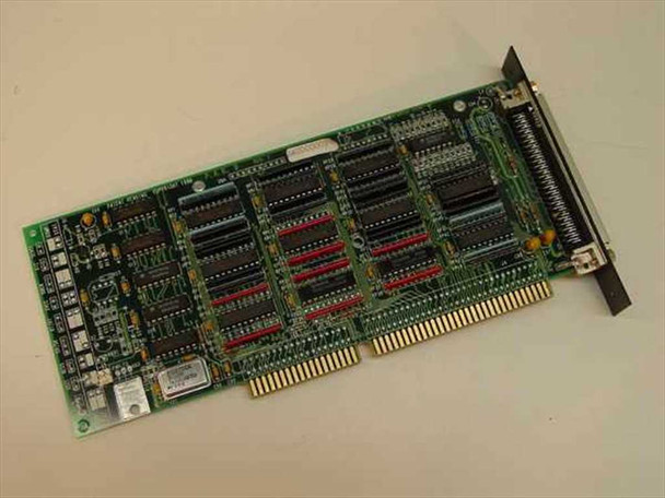 EMC P.A.K. 6 Rev 1 EC1100 ISA SCSI controller card — full top view showing green PCB with red-and-black IC rows and ISA edge connector