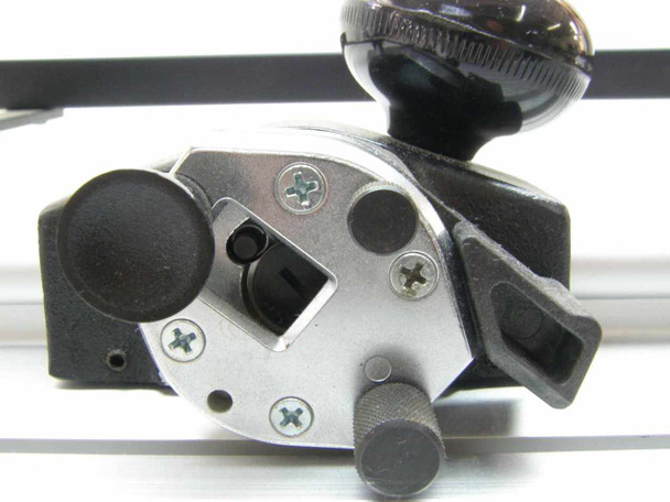 ProCut F48 blade carriage – close-up of blade holder mechanism showing empty blade slot and adjustment hardware