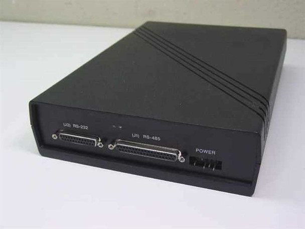 Black Box IC485A – rear panel view showing DB25 RS-232 port (J2), DB25 RS-485 port (J1), and power connector