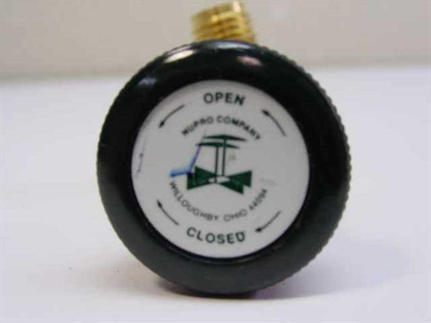 Nupro Company Willoughby Ohio handle label showing open/closed indicators on black knob top