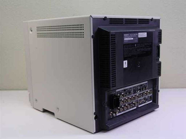 Sony PVM-1353MD — rear 3/4 view showing rear connector panel with multiple BNC connectors, vented top panel, and label sticker