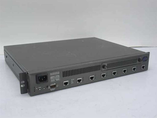 IBM 8272-108 Token Ring LAN Switch – front and right-side view showing 8 RJ-45 ports, power inlet, and serial port