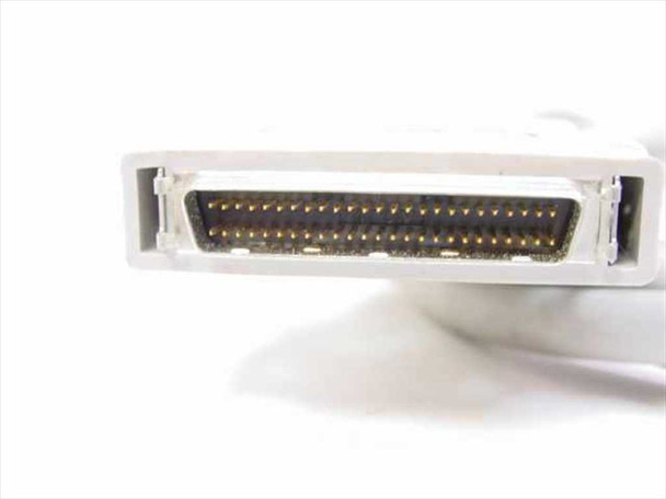 Macro view of HP C5100-61605 DB50 50-pin male connector contact pins from front angle