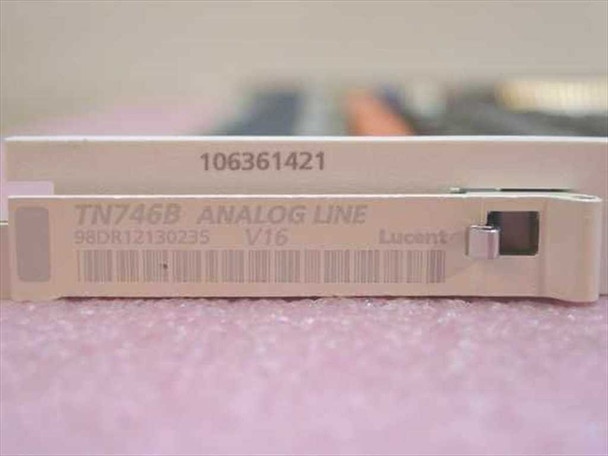 Lucent TN746B Analog Line V16 module faceplate label showing model number, version V16, and part number 98DR12130235