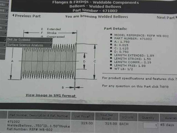 MDC 471002 Welded Bellows