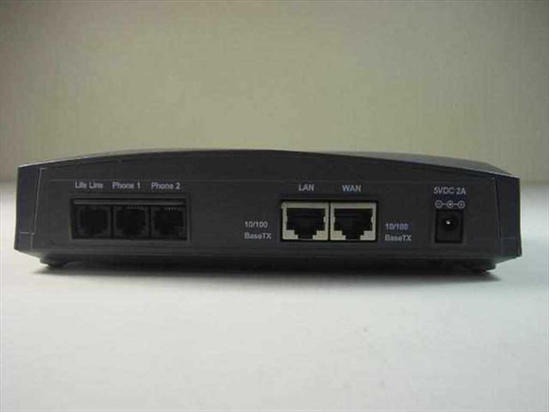 SunRocket AC-211-SR VoIP Gateway — rear panel showing Life Line, Phone 1, Phone 2 RJ-11 jacks, LAN and WAN 10/100 BaseTX RJ-45 ports, and 5VDC 2A power jack