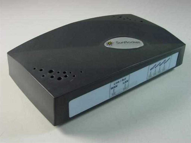 SunRocket AC-211-SR VoIP Gateway — top angled view showing SunRocket logo, ventilation holes, and WAN/LAN Link-Act LED indicators