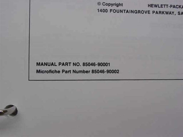 HP 85046-90001 HP 85046A /85046B S-Parameter Test Set Operating a