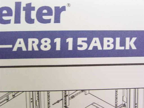 APC NetShelter AR8115ABLK model number label closeup on installation guide
