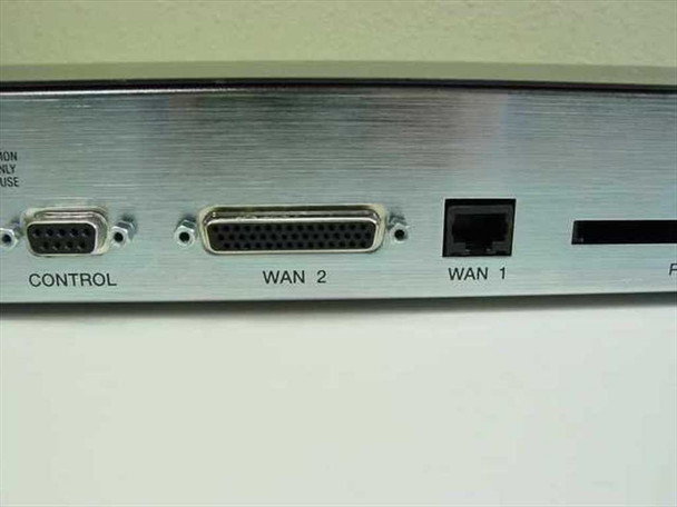 Lucent Pipeline 220 rear panel close-up — CONTROL DB-9 port, WAN 2 V.35 connector (DB-44), and WAN 1 RJ-45 T1 port