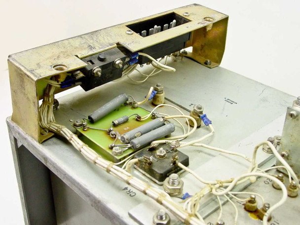 RCA MI-560772 Raw DC Power Supply — internal view showing output rectifier board with resistors, wiring, and connector block at top