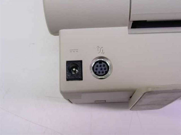 Visioneer PaperMax scanner – close-up of rear panel with DC power jack and mini-DIN connector