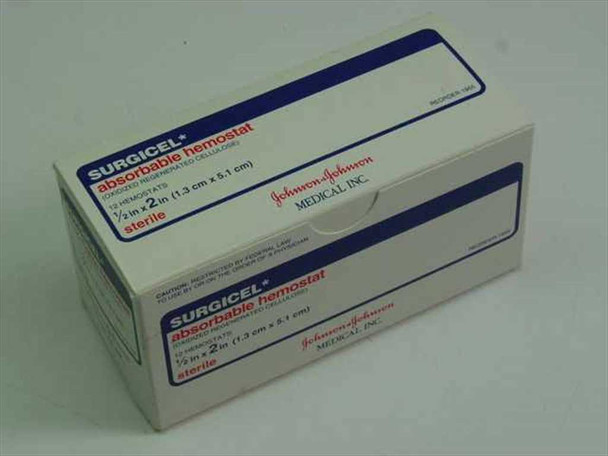 Johnson & Johnson 1955 F1-1 Surgicel Absorbable Hemostat Box of 12 - 1/2 in x