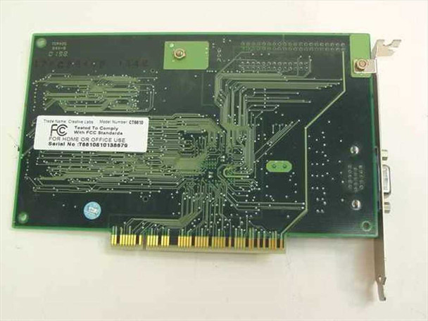 Creative Labs CT6610 PCI video card — solder/back side showing FCC compliance label and Trade Name: Creative Labs label with model number CT6610