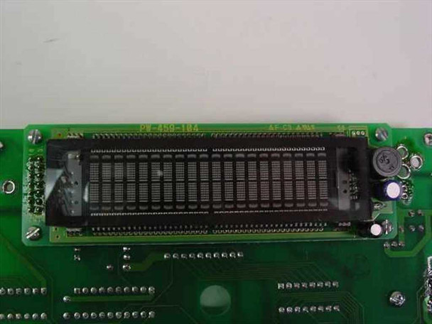 Close-up of LCD display module PW-459-104 mounted on RC-210/220 control card PCB