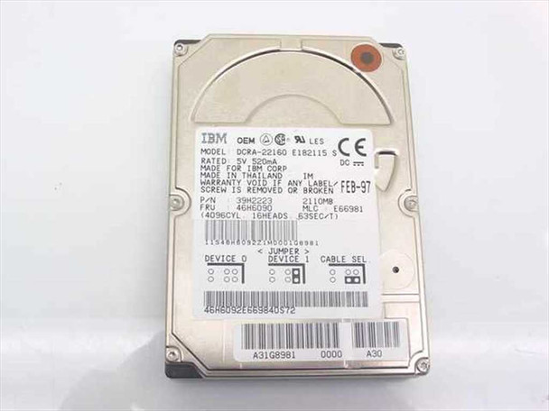 IBM 39H2223 2.1GB Internal Laptop Hard Drive 2.5 - DCRA-22160 - FRU 46H6090