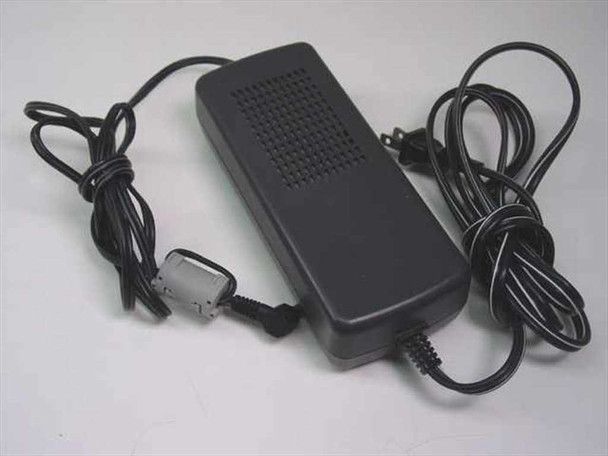 Murata EB-100U AC adapter full view showing black housing with ventilation slots, output cable with gray connector, and coiled AC input cord