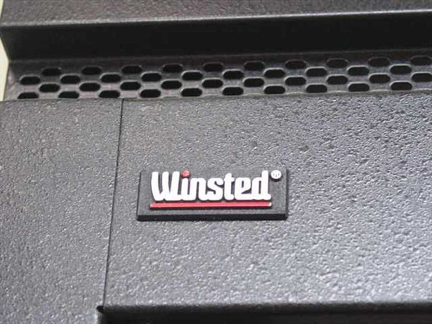 Winstead rackmount cabinet Winstead brand logo badge close-up on vented top panel