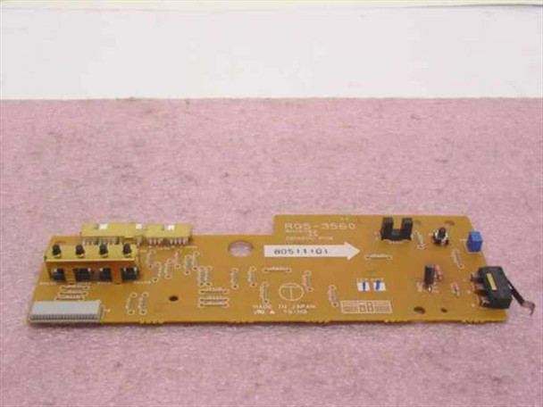 HP RG5-3560 Paper Input PCA card — component side showing connectors, blue capacitor, relay, and barcode label 80511101