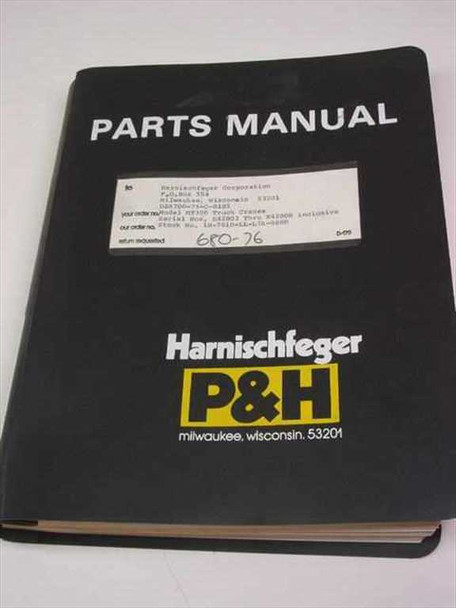 Harnischfeger P&H MT300 Parts Manual for Model MT300 Truck Cranes