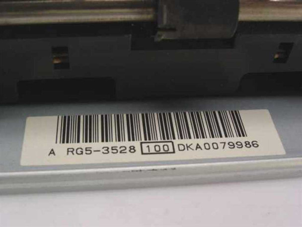 HP RG5-3528 fuser unit – close-up of part number label reading RG5-3528 100 DKA0079986