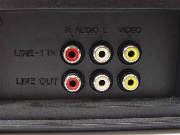 Sony SLV-N60 VCR — rear RCA connector panel showing Line-1 In and Line Out rows: R Audio, L Audio, and Video (composite) jacks