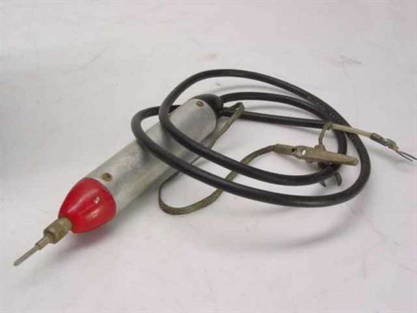 Heathkit V-7A high-voltage probe — aluminum barrel body with red tip, needle probe point, long braided cable, and alligator clip ground lead