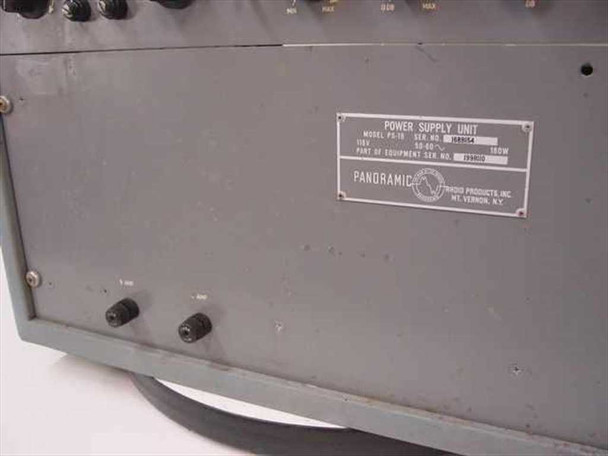 Panoramic PS-19 Power Supply Unit nameplate showing model PS-19, 115V, 180W rating and Panoramic Radio Products Mt. Vernon NY label