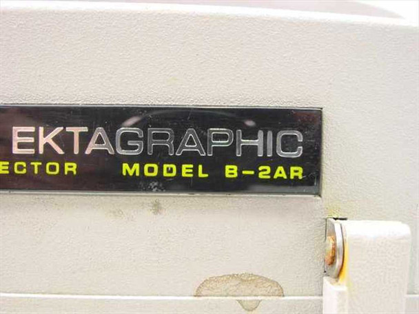 Kodak Ektagraphic Model B-2AR nameplate label close-up on projector body