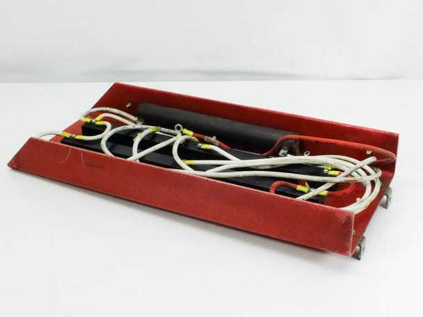 International Rectifier diode and Ohmite 225W resistor tray assembly — angled top view showing black cylindrical Ohmite resistor and three diode modules with white wiring