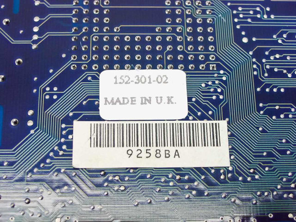 Madge 152-301-02 Token Ring ISA Card — close-up of part number label reading 152-301-02 and MADE IN U.K. with barcode 9258BA
