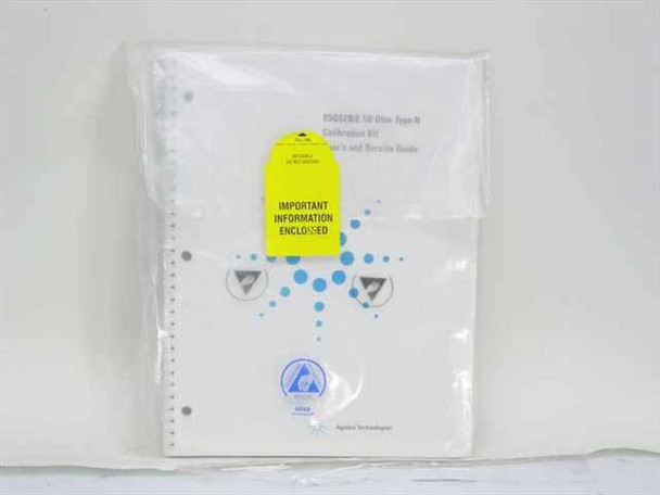Agilent 85032B/E 50 Ohm Type-N Calibration Kit User's and Service Guide — front cover sealed in original plastic wrap with yellow 'Important Information Enclosed' tag