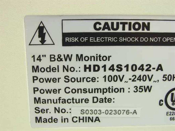 ADT DH14S1042-A 14'' B&W 4-Way Surveillance Video Monitor