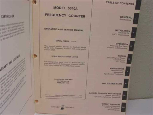 HP Model 5340A Operating and Service Manual - Frequency Counter M