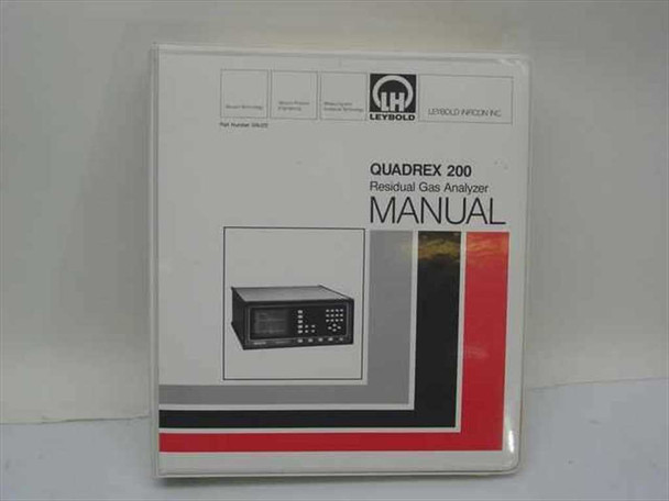 Leybold Inficon 074-072 Quadrex 200 Residual Gas Analyzer Manual