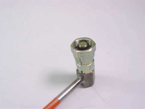 Close-up of Aeroquip 5400-S5-4 female coupling half on CTI Cryogenics 8143215 G002 supply line — hex nut and threaded end detail visible