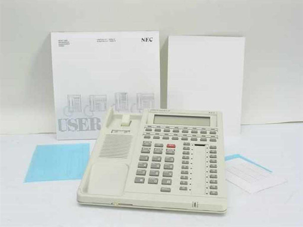 NEC Dterm Series II 16-Button Phone 560150 front view with included user guide booklet and paper label inserts