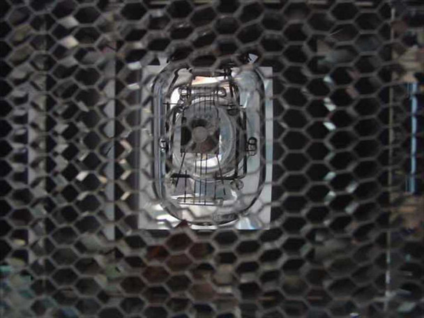 Interior view of 3M 5088 lamp housing showing EPR projection bulb through ventilated honeycomb grille
