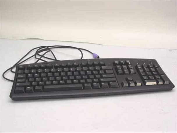 Dell RT7D00 025PGG 104-key PS/2 keyboard in black with attached cable — full top view