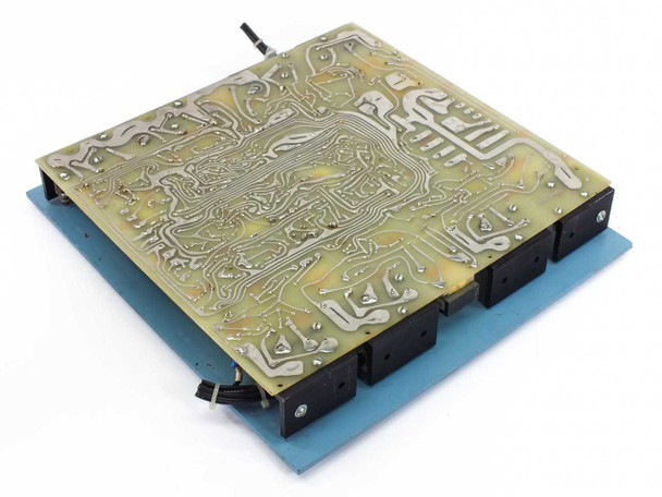 Volkmann AD-1 Drive Board – rear/underside view showing large PCB with power transistor heat sink assemblies mounted to blue baseplate