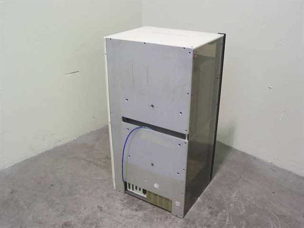 Amistar PlaceMaster FP JEDEC Tray Chip Loader — rear view showing pneumatic hose routing and cabinet back panel