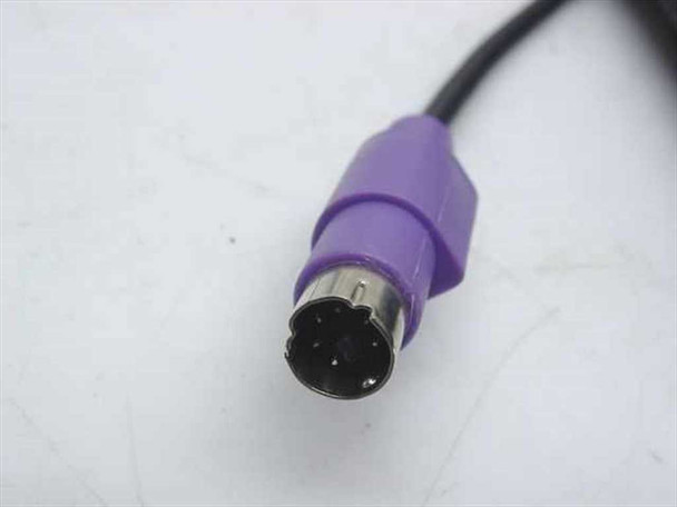 Purple mini-DIN 6-pin PS/2 connector close-up on Dell SK-8110 keyboard cable