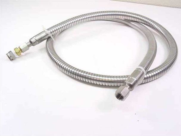 316 stainless steel flexible hose 6-foot length laid out showing corrugated braided construction and both female threaded coupler ends