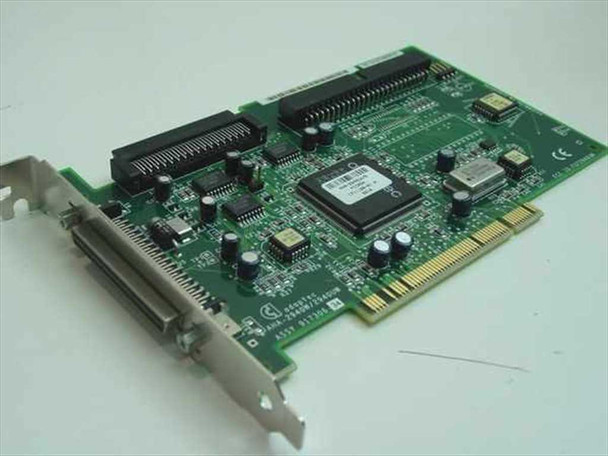 Adaptec AHA-2940UW/B Ultra Wide SCSI PCI controller card – full board angled view showing 68-pin and 50-pin internal connectors and external 68-pin port