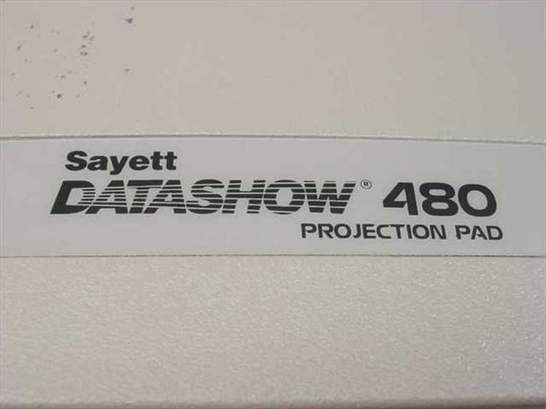 Close-up of Sayett Datashow 480 Projection Pad label showing model name and 'Projection Pad' designation