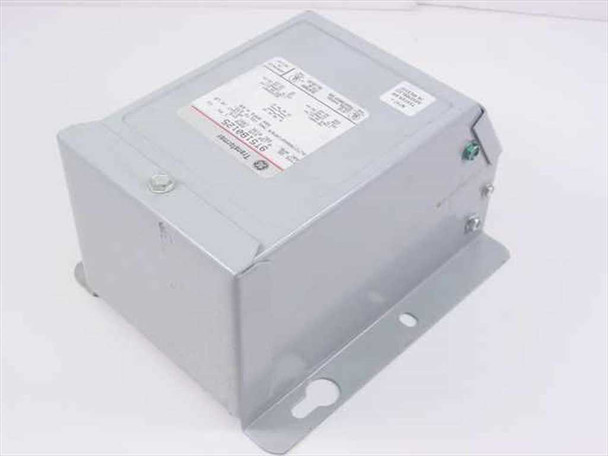GE 9T51B0125 Buck Boost Transformer gray enclosure — rear three-quarter view showing mounting flange and label plate